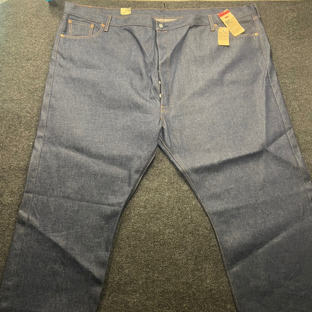 Levis 501 Original Shrink To Fit Jeans Mens 58x32 Indigo Blue Rigid Denim 2666